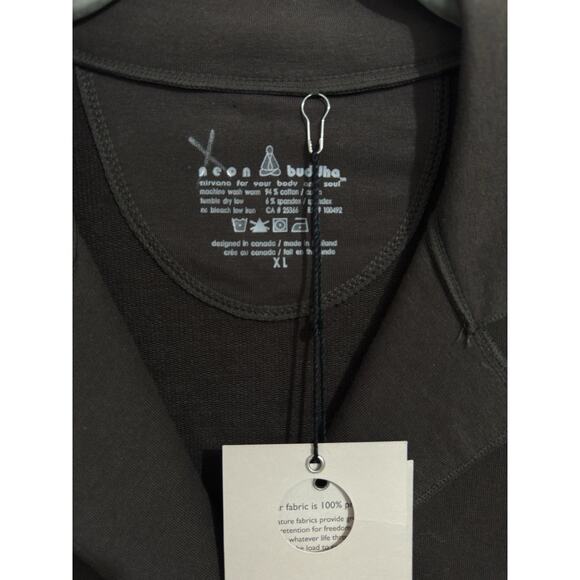 NWT Neon Buddha XL Button Up Shirt Jacket Brown Artsy Lagenlook Stretch Cotton - Picture 4 of 9